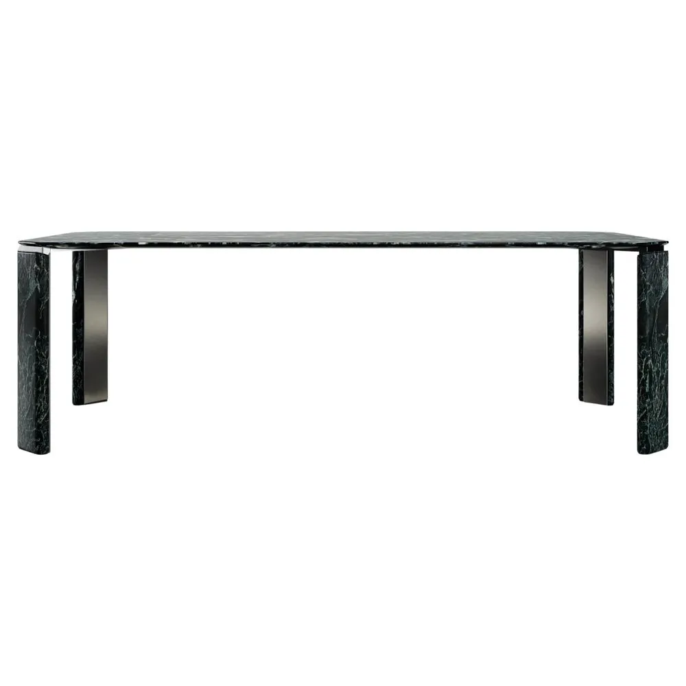 Green Marble Rectangular Dining Table with Metal Legs