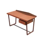 Mid Century Modern Walnut Wood Office Desk with Drawer