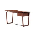 Mid Century Modern Walnut Wood Office Desk with Drawer