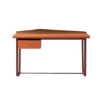 Mid Century Modern Walnut Wood Office Desk with Drawer