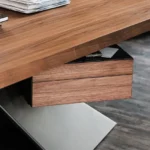 Modern Asymmetric Wood Desk with Integrated Storage