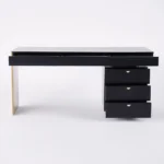 63″ Modern Black Office Computer Desk with 6 Drawer & Gold Leg