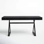 Modern Black Two Tier Office Desk with Metal Frame