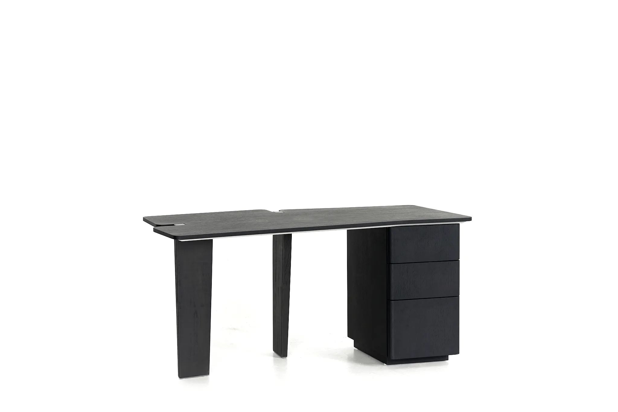 Modern Black Wood Office Desk with Modular Drawer Storage