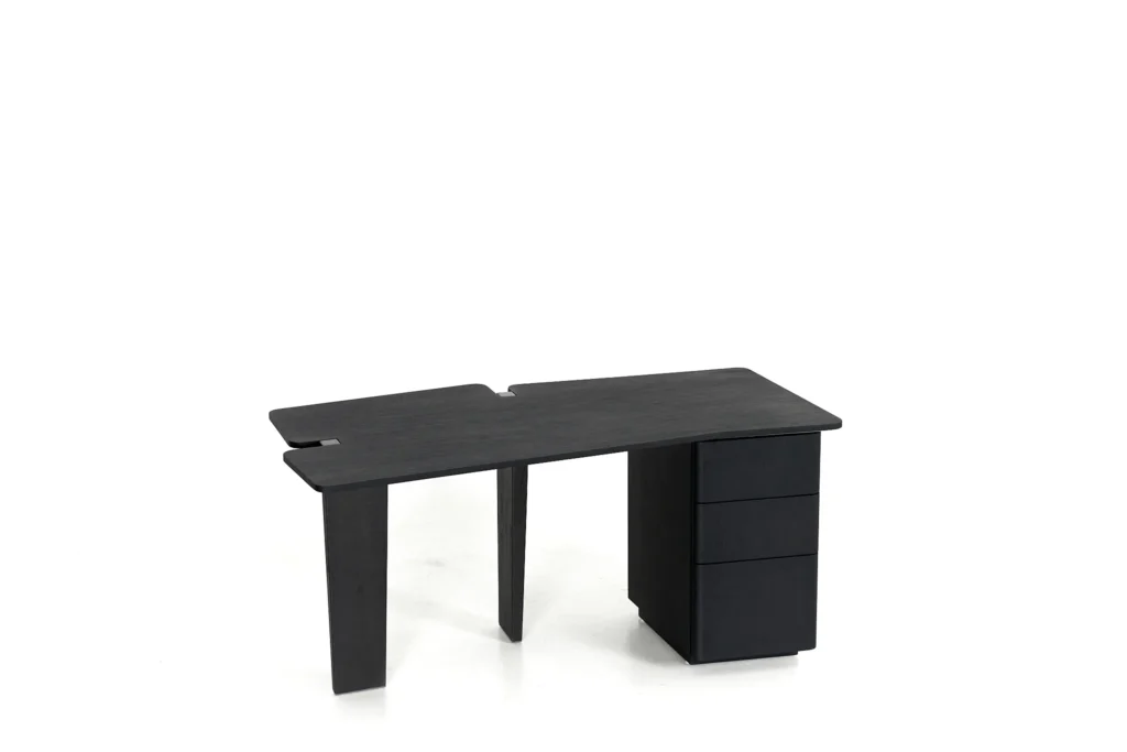 Modern Black Wood Office Desk with Modular Drawer Storage