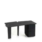 Modern Black Wood Office Desk with Modular Drawer Storage