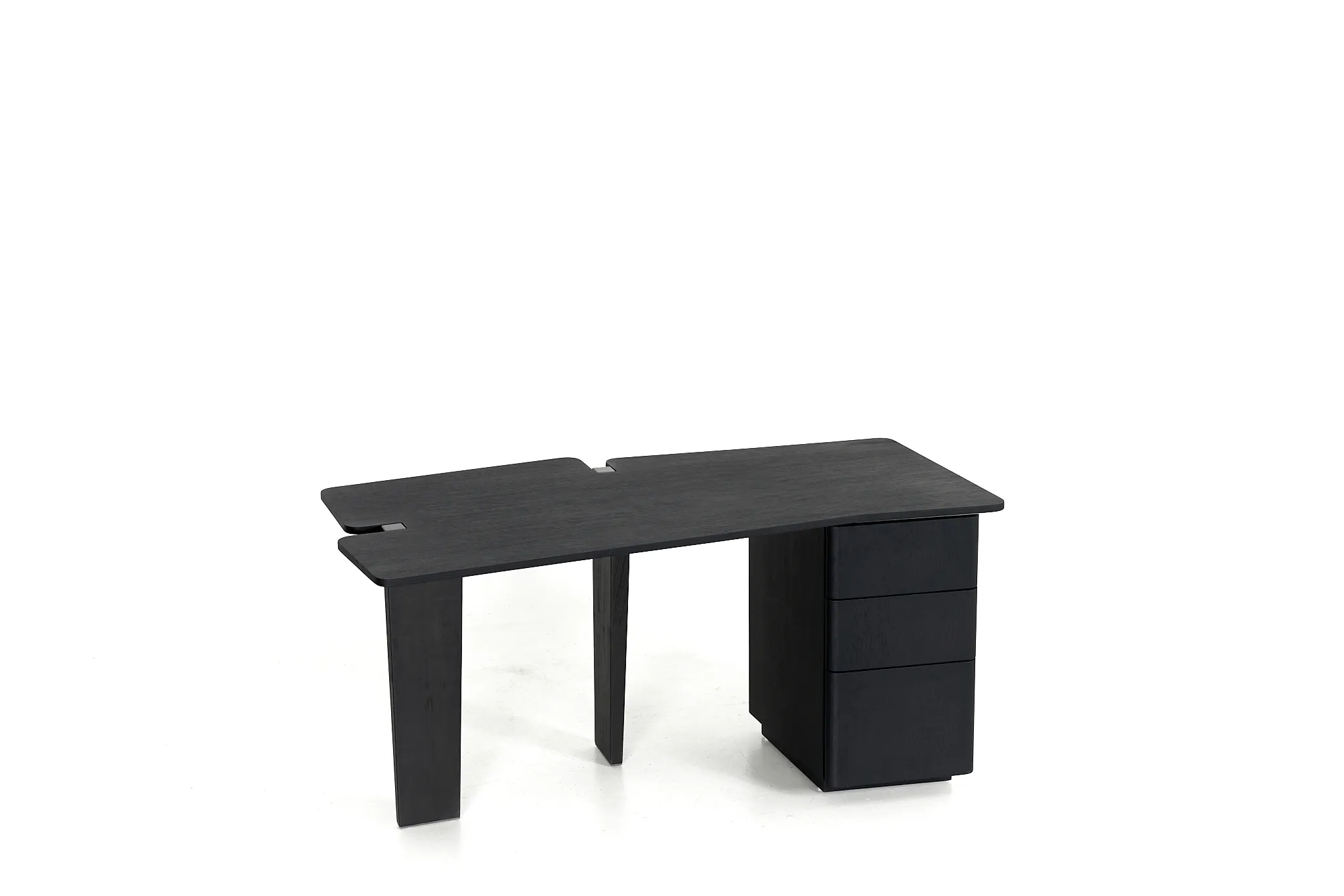 Modern Black Wood Office Desk with Modular Drawer Storage