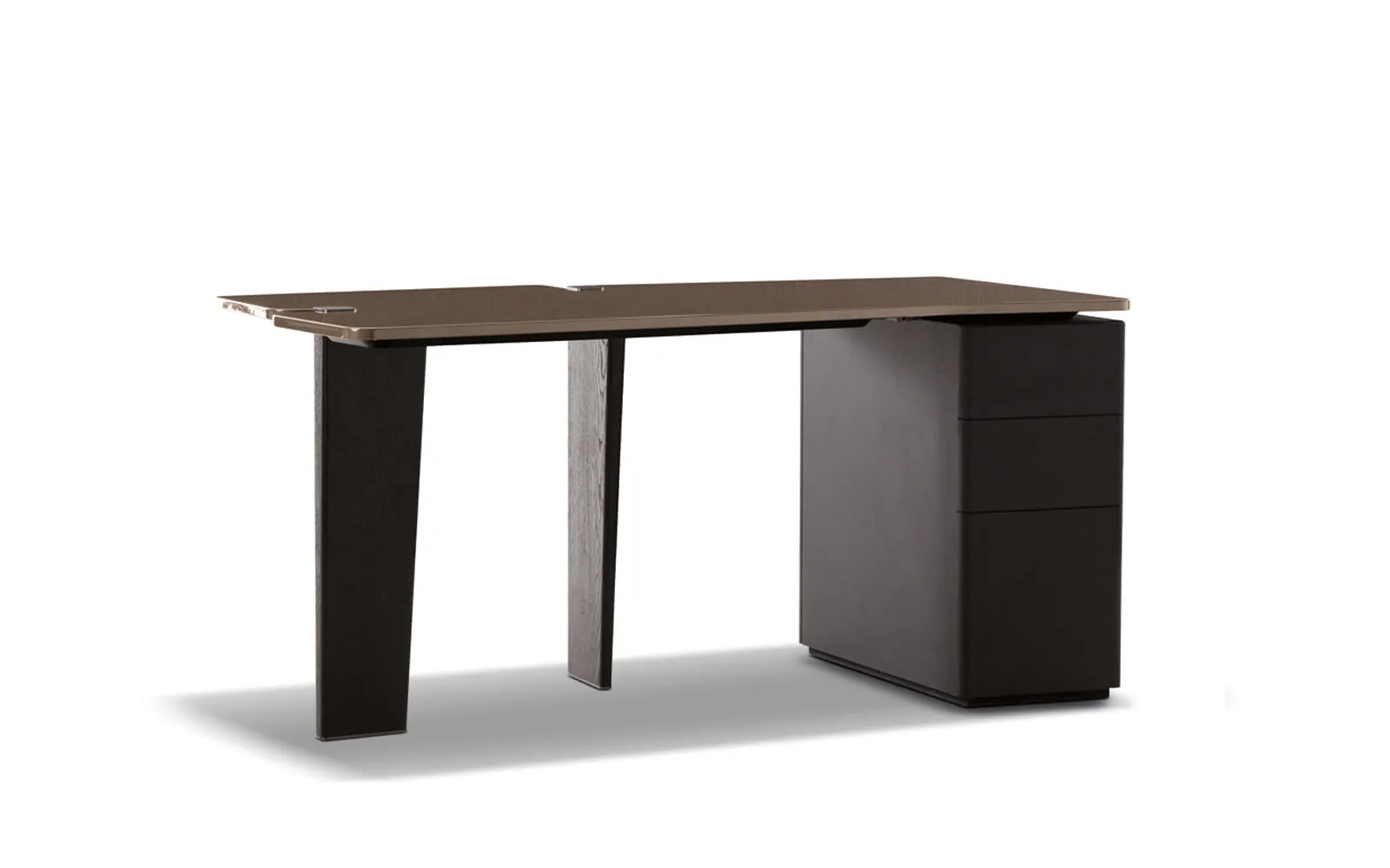 Modern Black Wood Office Desk with Modular Drawer Storage