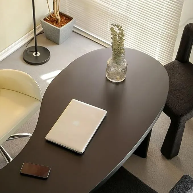 Modern Curved Top Solid Wood Office Table with Tapered Legs