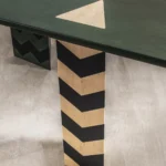 Modern Curved Wood Dining Table with Chevron Pattern Legs