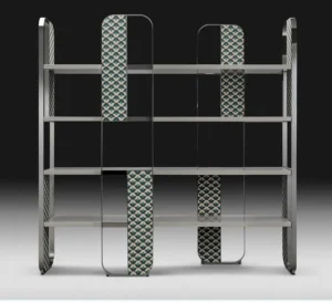 Modern Geometric Metal Bookshelf Open Display Shelf