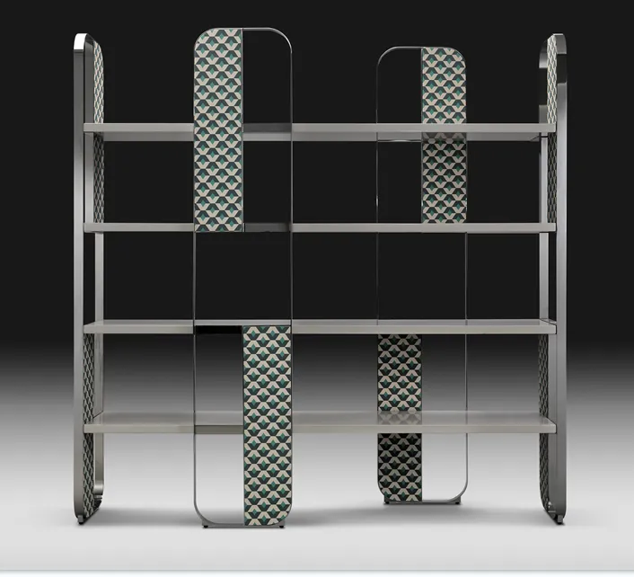 Modern Geometric Metal Bookshelf Open Display Shelf