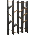 Modern Geometric Wooden Metal Open Bookcase Freestanding Display Shelf