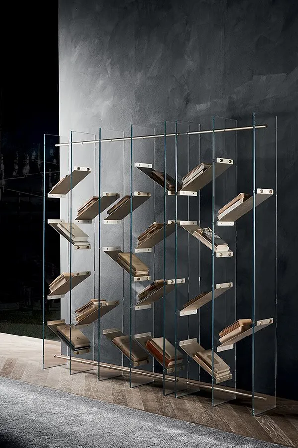 Modern Geometric Wooden Metal Open Bookcase Freestanding Display Shelf