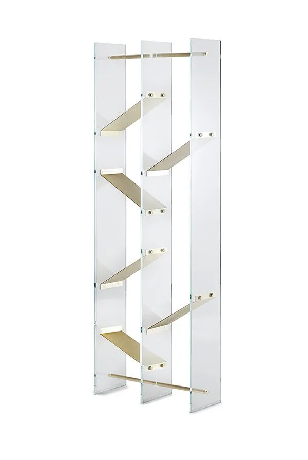 Modern Geometric Wooden Metal Open Bookcase Freestanding Display Shelf