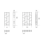 Modern Geometric Wooden Metal Open Bookcase Freestanding Display Shelf