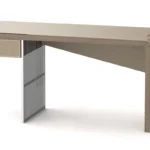 Modern Leather Wrapped Office Desk with Metal Slat Leg