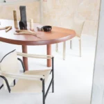 Modern Minimalist Oval Top Solid Wood Dining Table