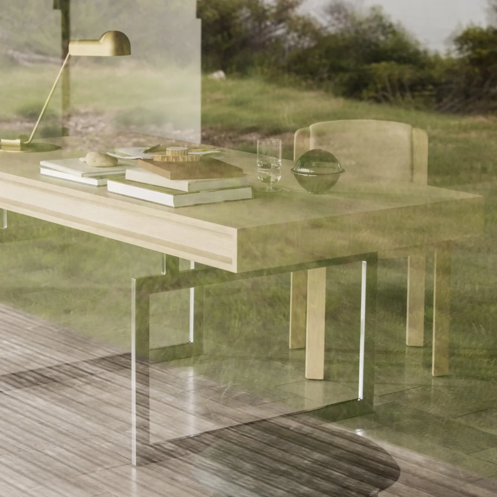 Modern Minimalist Wood Top Metal Frame Office Desk