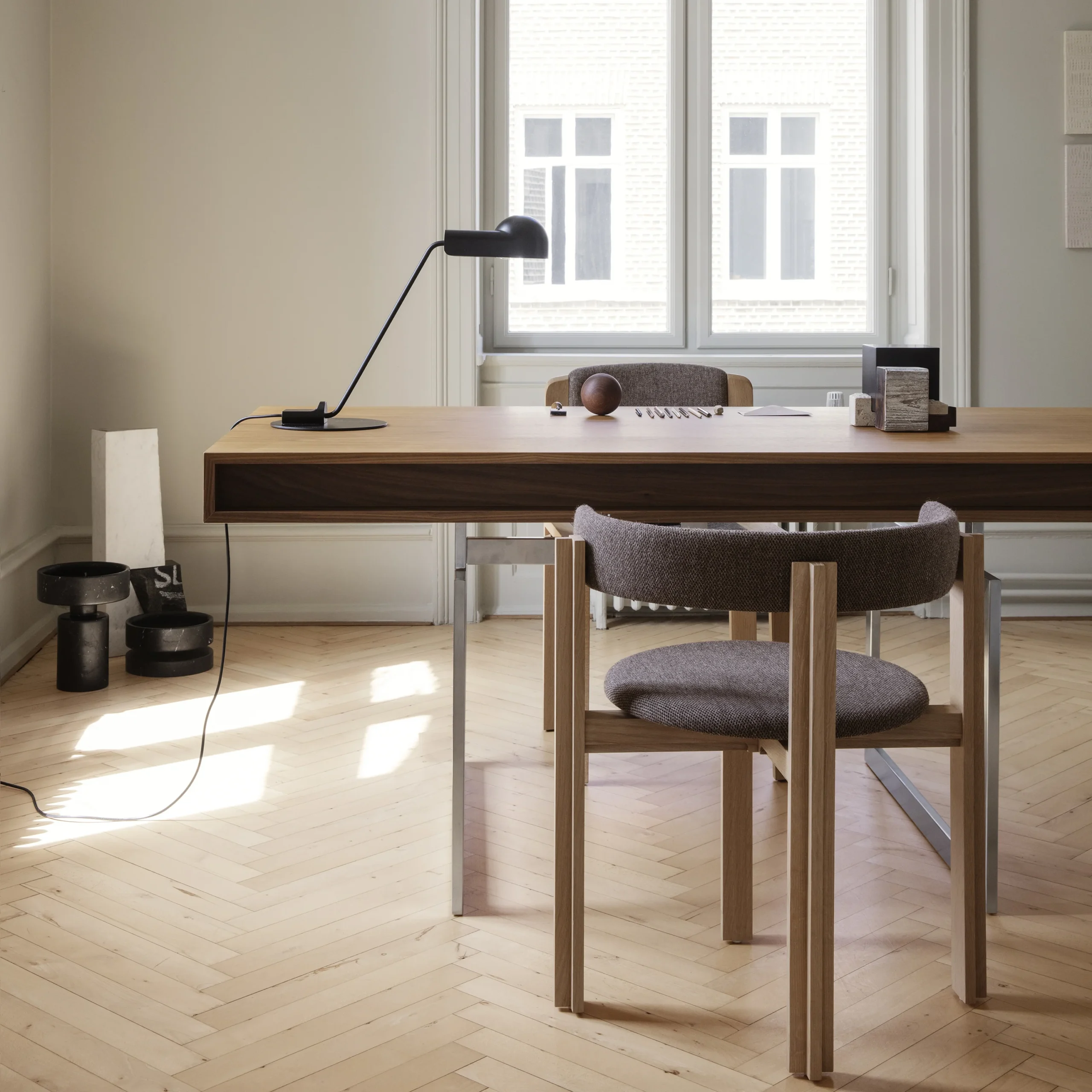 Modern Minimalist Wood Top Metal Frame Office Desk