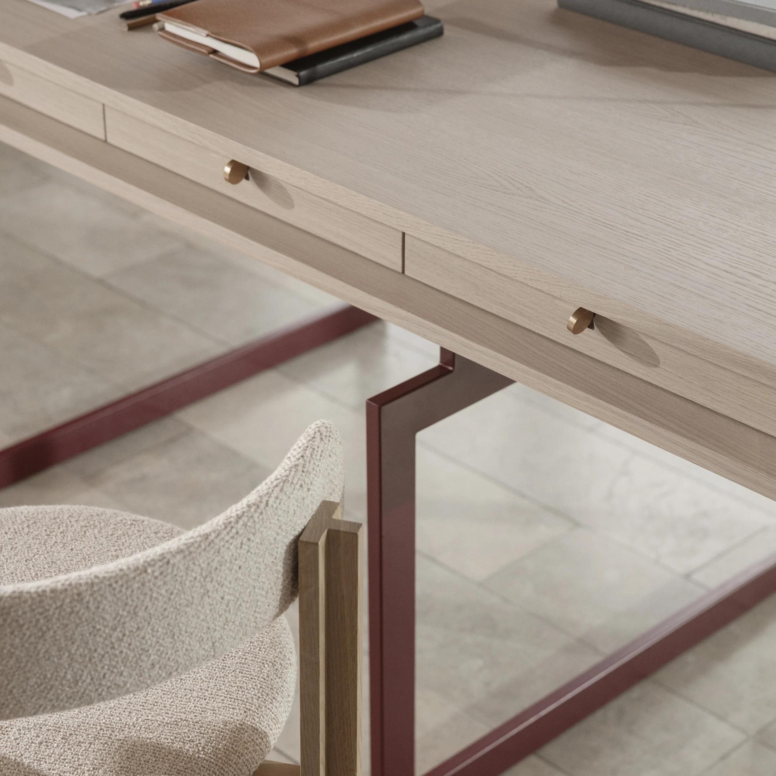 Modern Minimalist Wood Top Metal Frame Office Desk