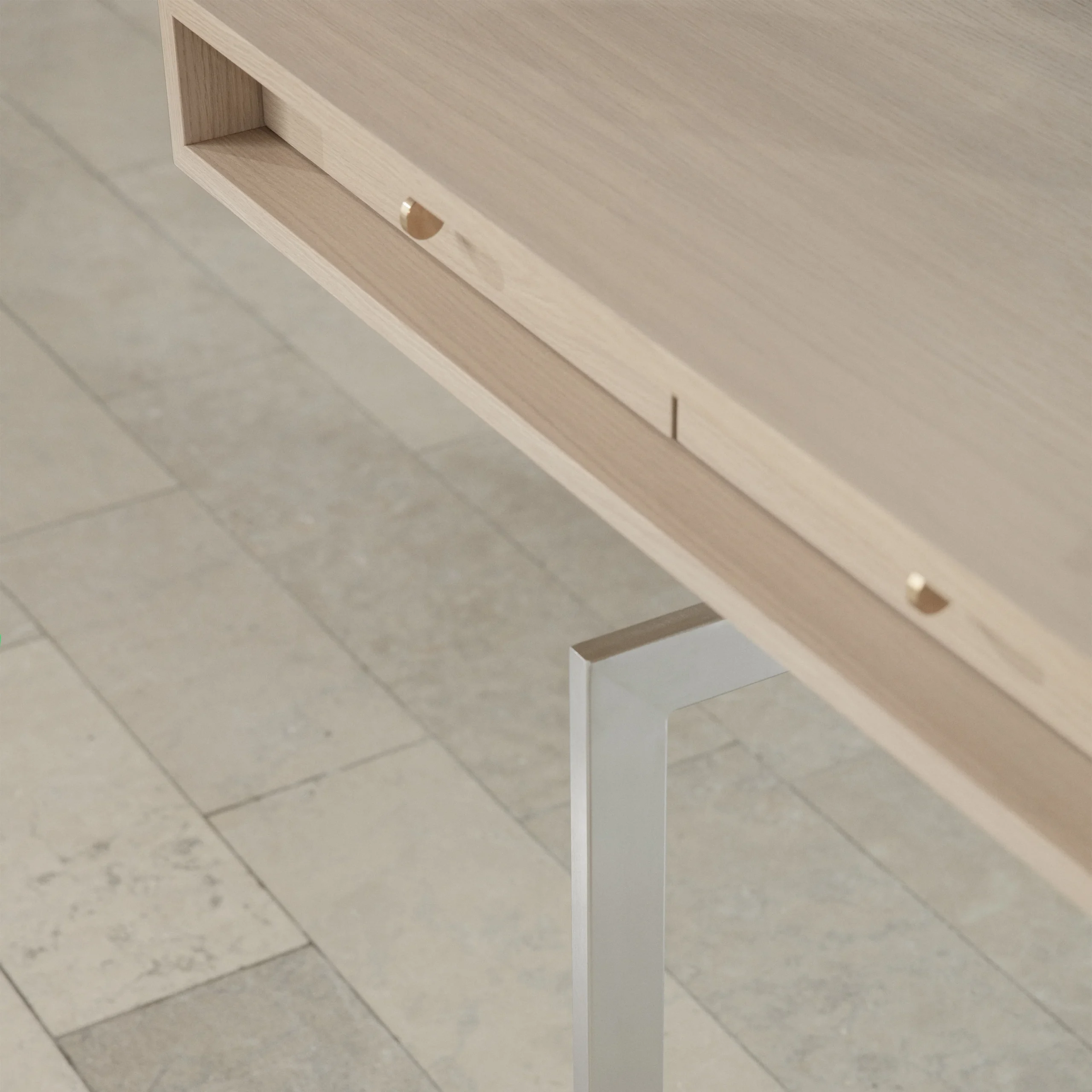 Modern Minimalist Wood Top Metal Frame Office Desk