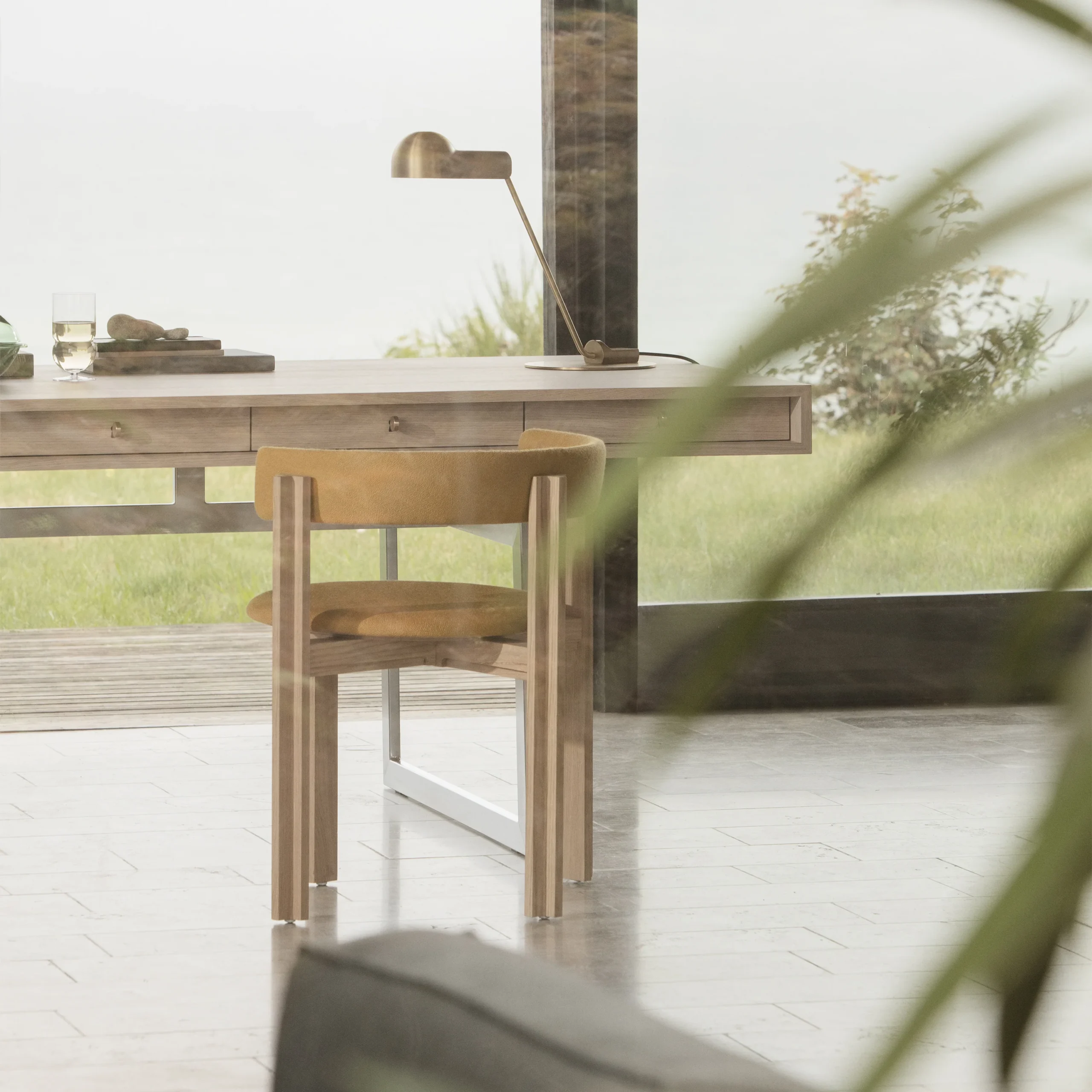 Modern Minimalist Wood Top Metal Frame Office Desk