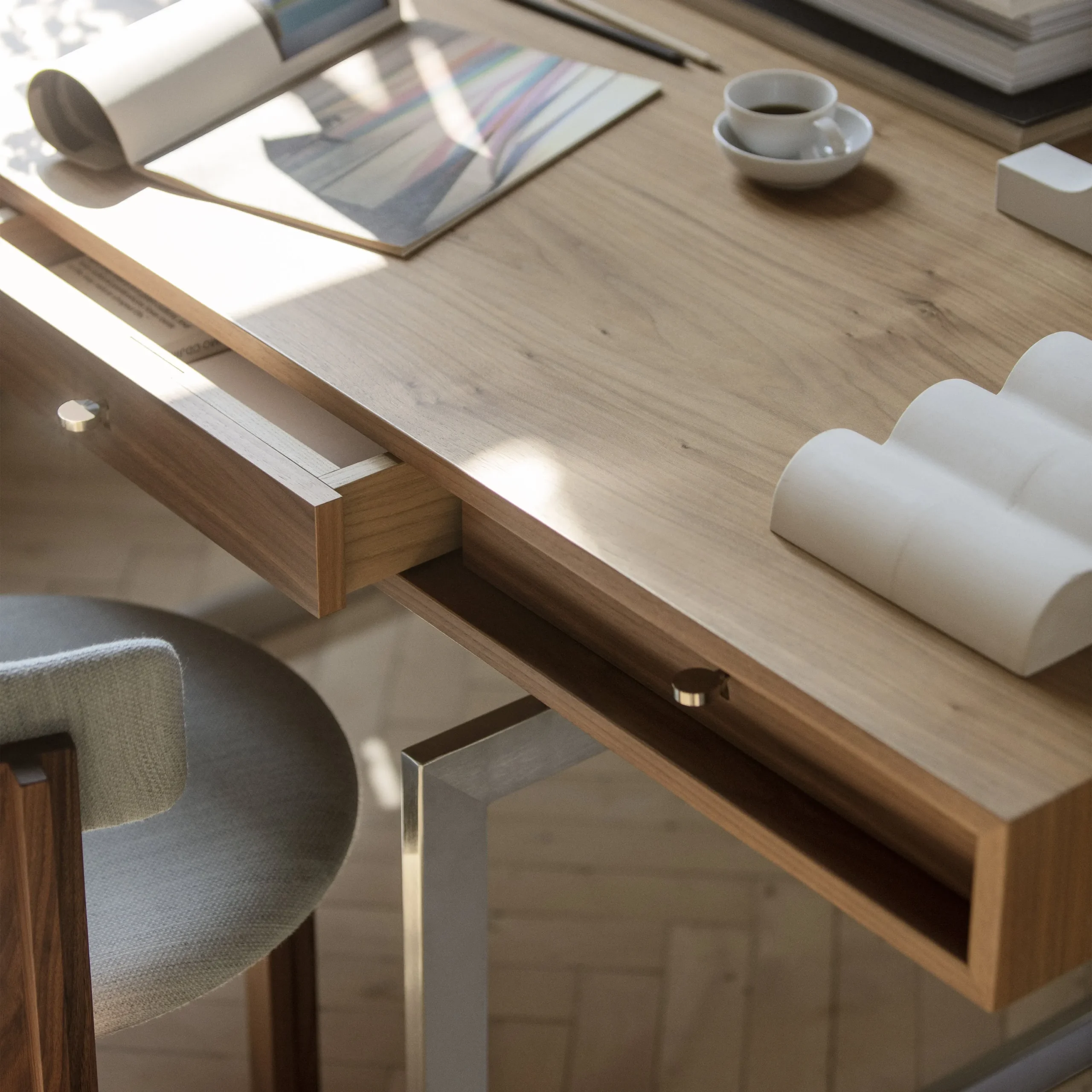 Modern Minimalist Wood Top Metal Frame Office Desk