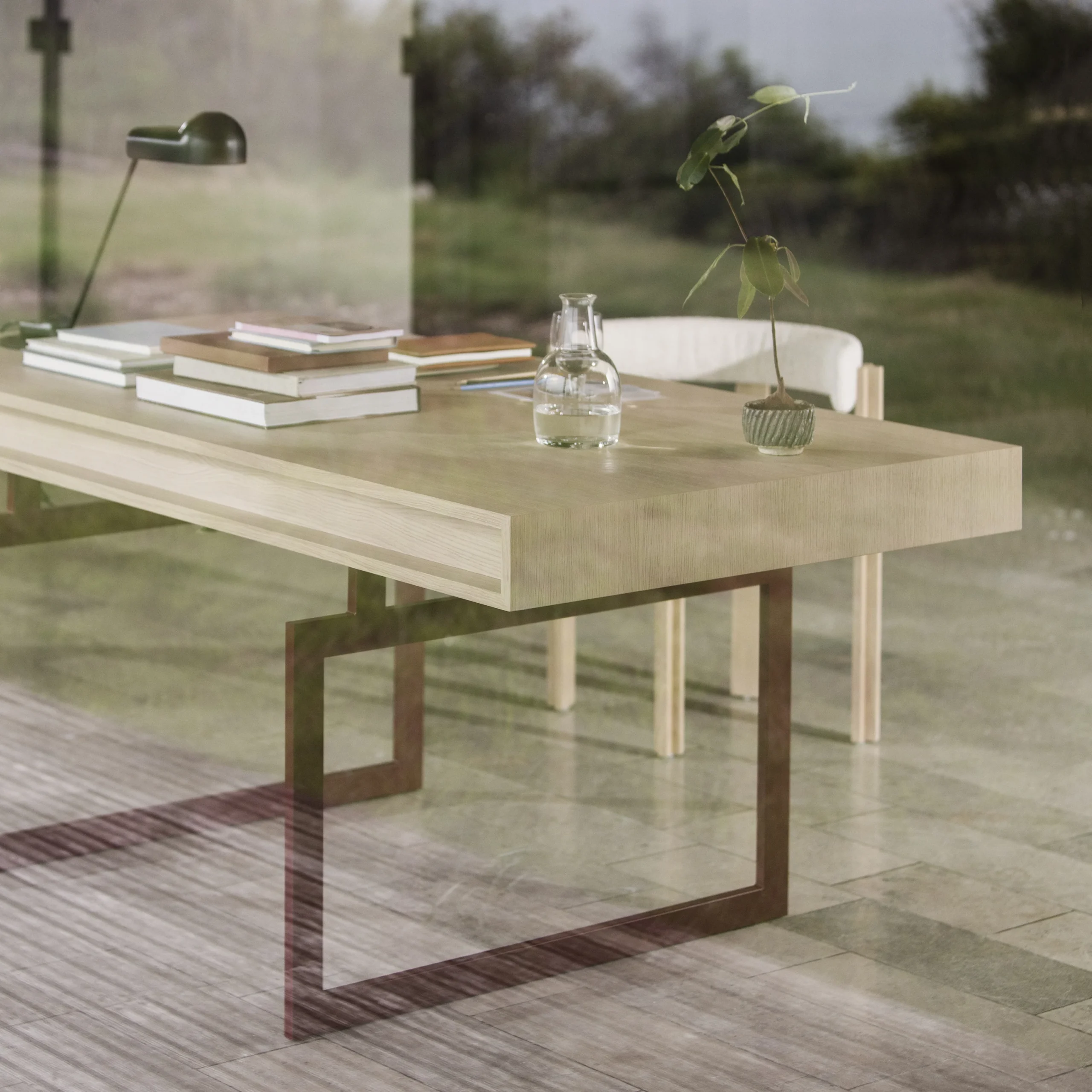 Modern Minimalist Wood Top Metal Frame Office Desk