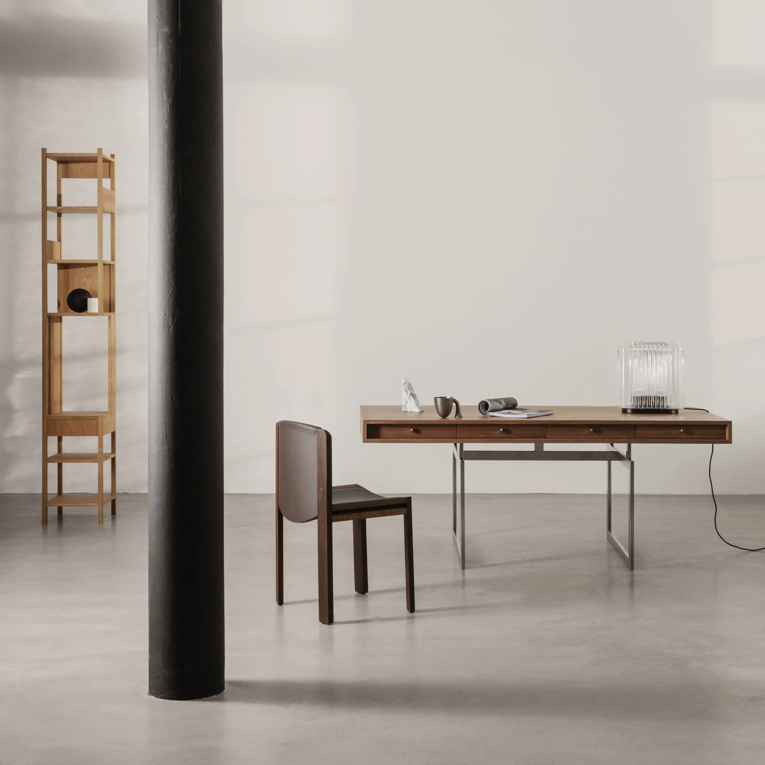 Modern Minimalist Wood Top Metal Frame Office Desk