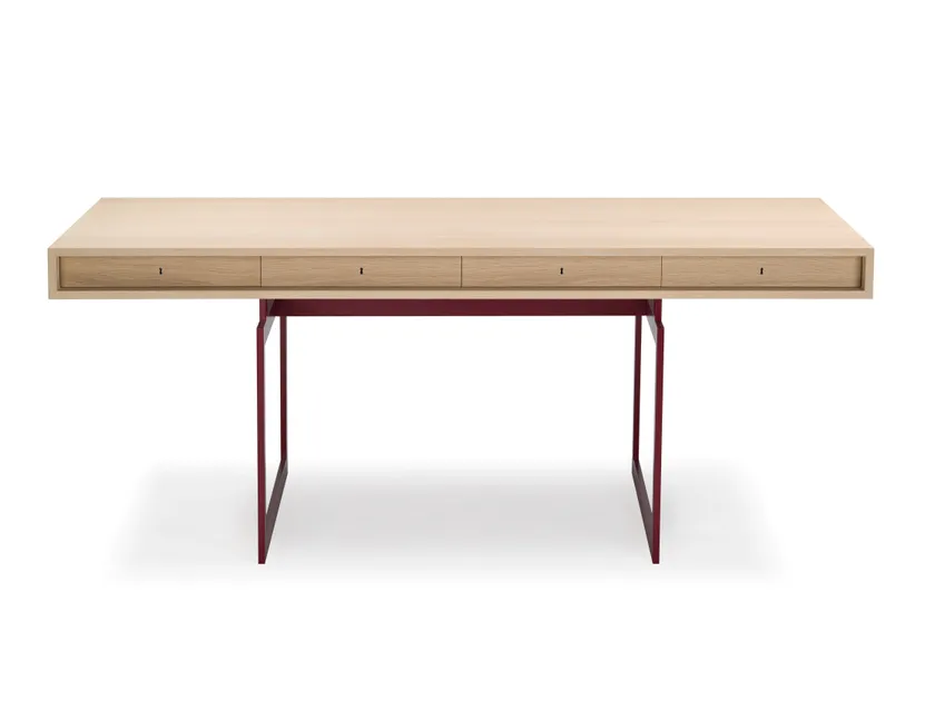 Modern Minimalist Wood Top Metal Frame Office Desk