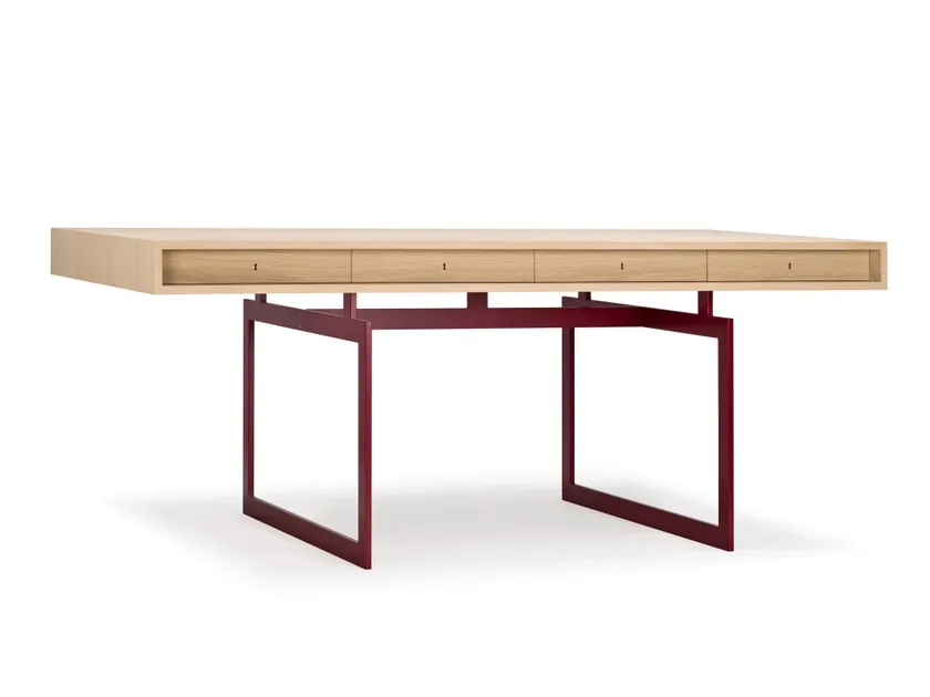Modern Minimalist Wood Top Metal Frame Office Desk