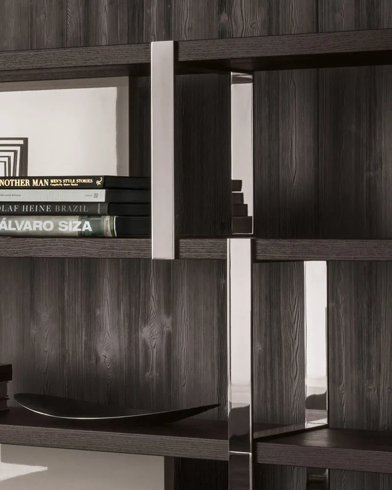 Modern Multi Tier Metal Frame Open Display Bookcase with Panels