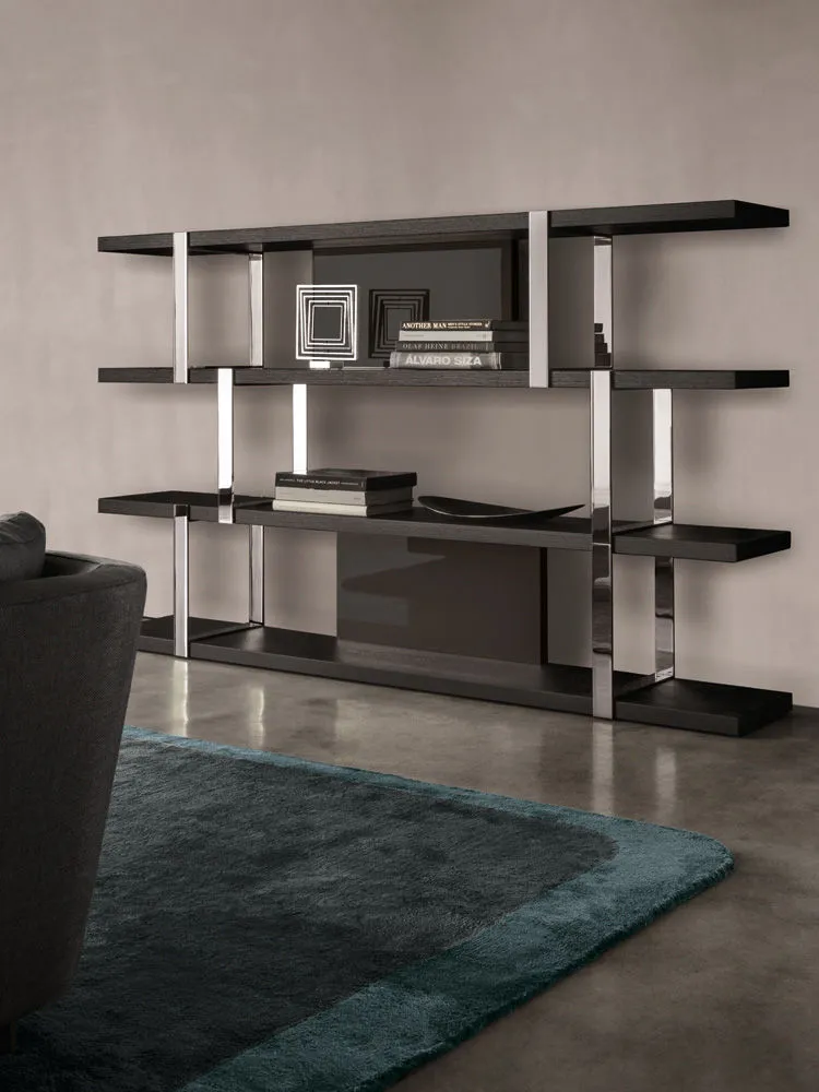 Modern Multi Tier Metal Frame Open Display Bookcase with Panels