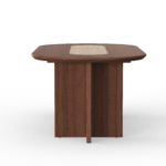 Modern Oval Walnut Dining Table with Faux Travertine Top for 8 People