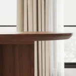 Modern Oval Walnut Dining Table with Faux Travertine Top for 8 People