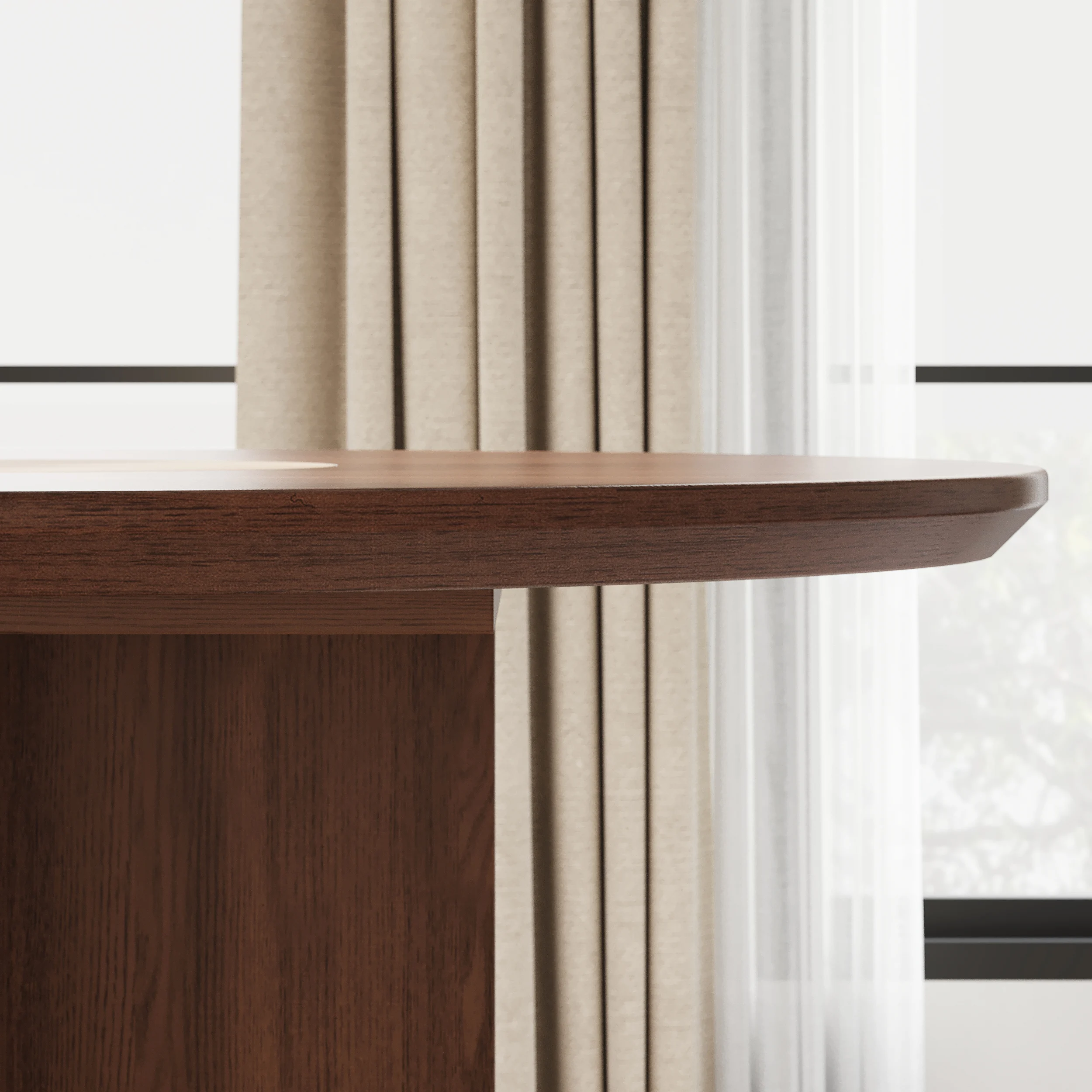 Modern Oval Walnut Dining Table with Faux Travertine Top for 8 People