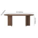 Modern Oval Walnut Dining Table with Faux Travertine Top for 8 People