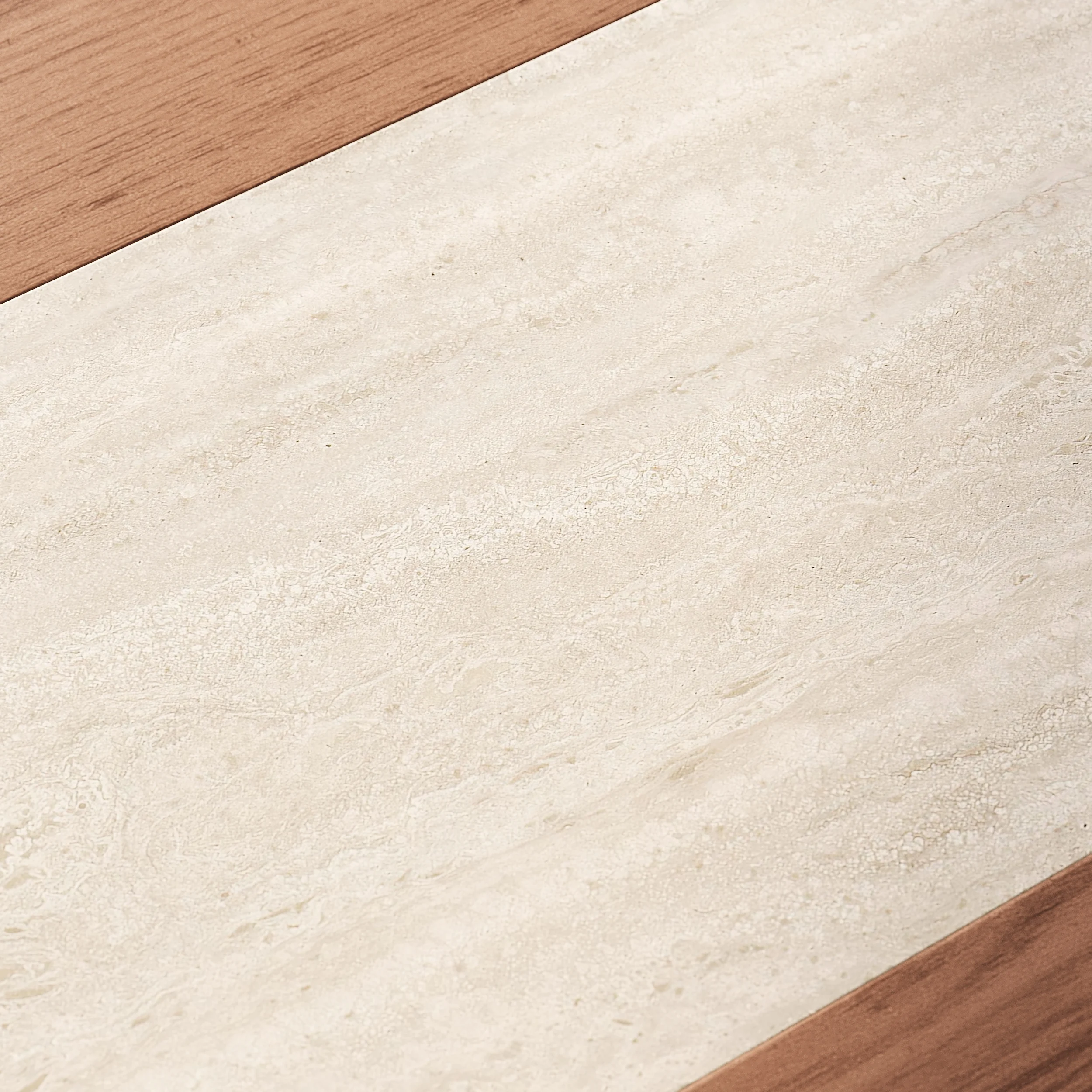 Modern Oval Walnut Dining Table with Faux Travertine Top for 8 People