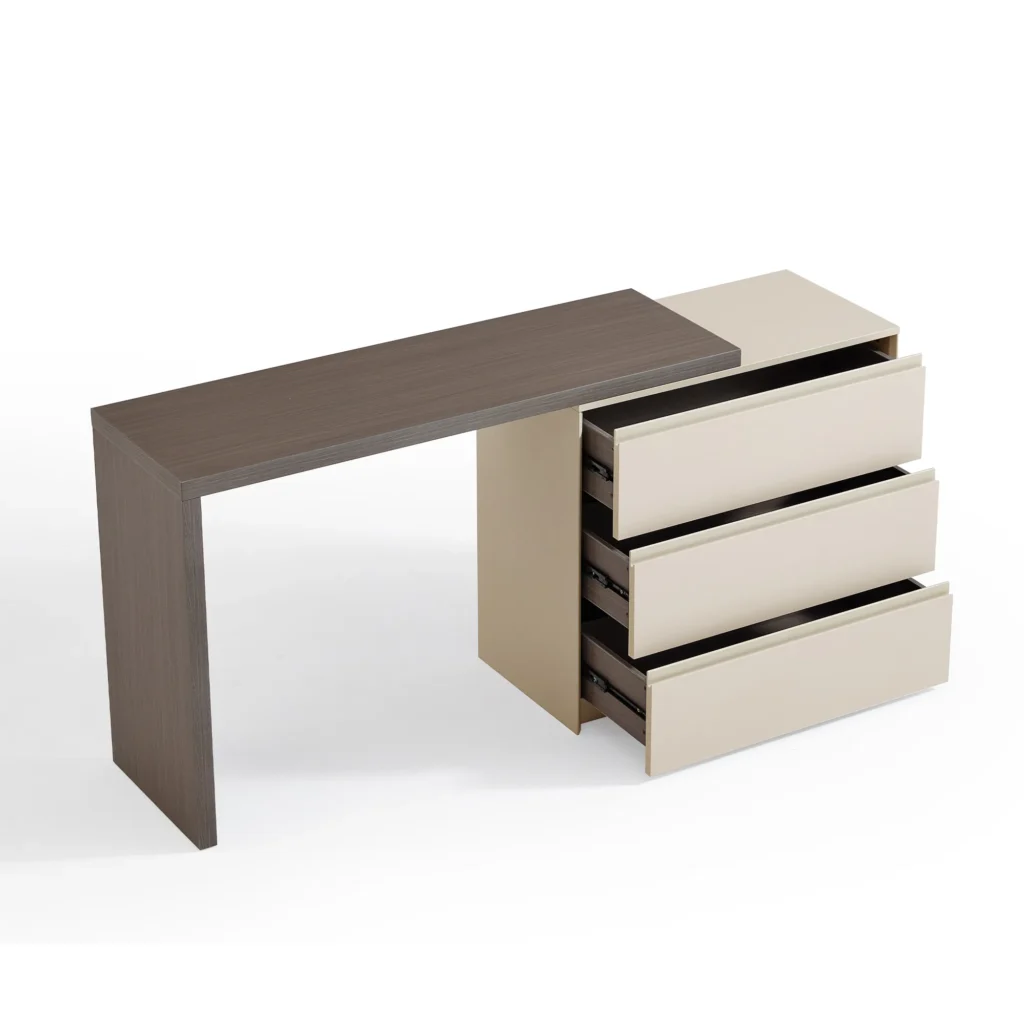 Modern Two Tone Wood Office Desk with Drawer Storage