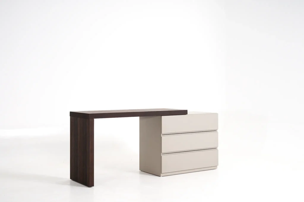 Modern Two Tone Wood Office Desk with Drawer Storage