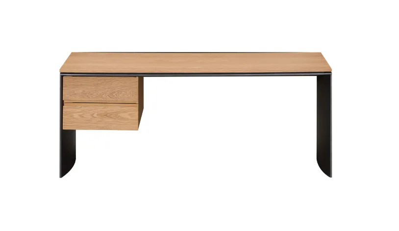 Modern Two Tone Wood Office Desk with Floating Drawer