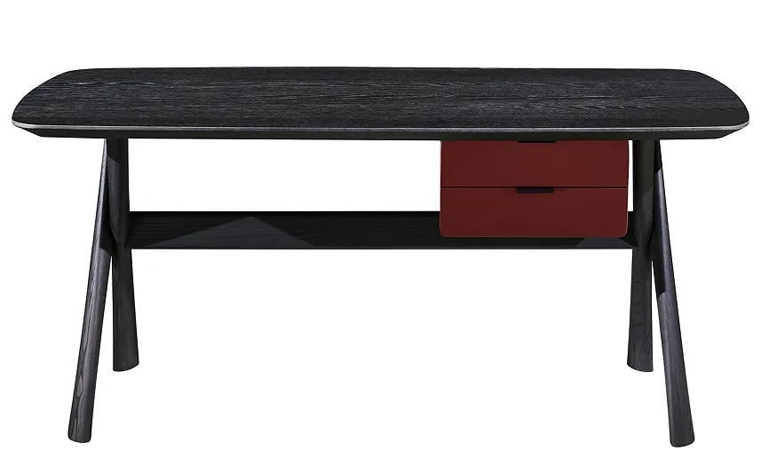 Modern Two Tone Wood Office Desk with Single Drawer