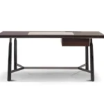 Modern Two Tone Wood Office Desk with Sliding Compartment