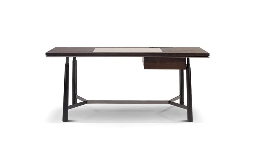 Modern Two Tone Wood Office Desk with Sliding Compartment