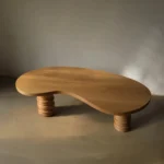 Natural Solid Wood Coffee Table Hand Carved Organic Style