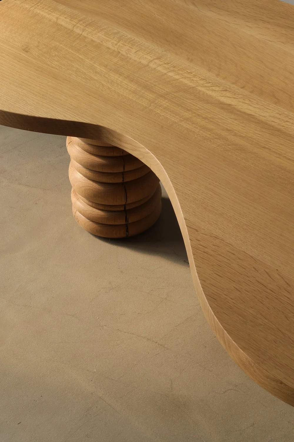 Natural Solid Wood Coffee Table Hand Carved Organic Style