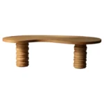 Natural Solid Wood Coffee Table Hand Carved Organic Style