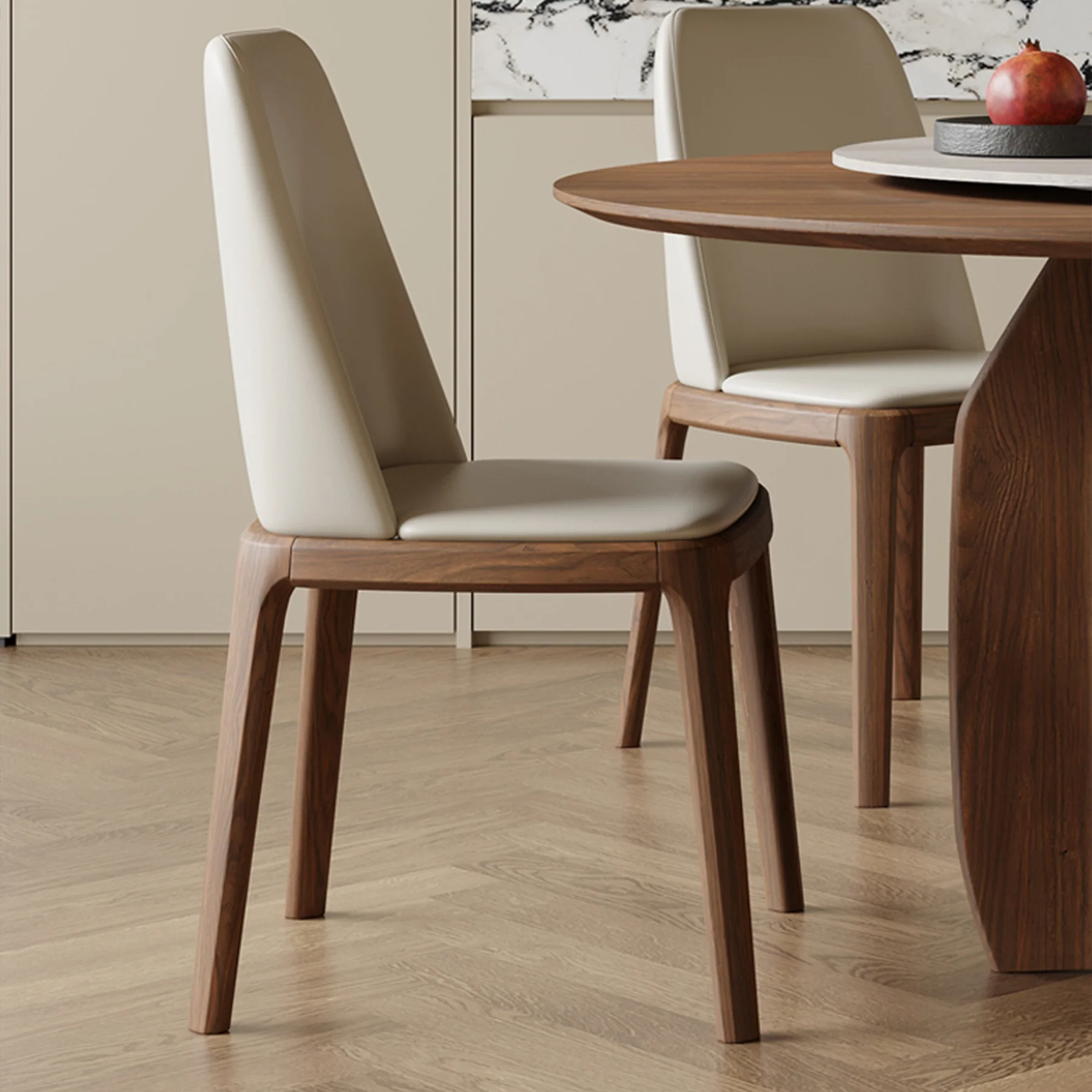 Natural Wood Round Dining Table with Rotating Lazy Susan