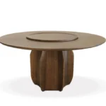Natural Wood Round Dining Table with Rotating Lazy Susan